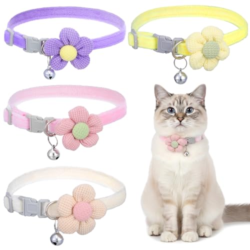 HJZHII 4Pcs Small Dog Collar with Flower, Puppy Collars for