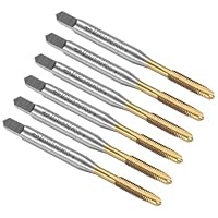 QUARKZMAN 6 Stück Maschine Gewindebohrer Spitze M5 x 0,8 Metrisch Spitzengewindeschneider HSS6542 Universelle und Hochwertige Gewindebohrer Titanbeschichtete Oberfläche