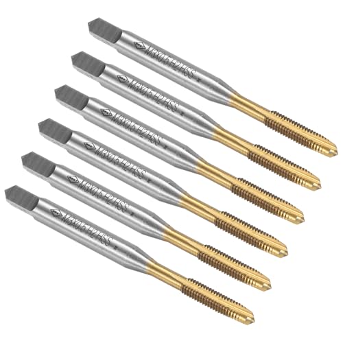 Quarkzman Macho De Roscar De Punta Espiral M5 X 0.8 Rosca, Rosca Rectificada H2, Acero Rápido 6542, Recubierto De Titanio, Macho De Roscar Métrico Para Reparación De Roscas, 6 Piezas