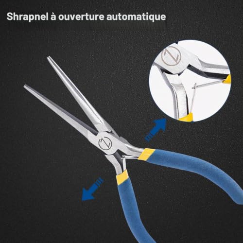 WISEPRO Lot de mini pinces à bec long 150 mm avec ressort | nez long | Courbé | Pince à bijoux pour bijoux, travaux manuels, réparations électroniques – vue 6