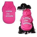 BINGPET Little Miss Attitude Dog Sweater with Hood and Leash Hole,Warm Fleece Dog Hoodie & Winter Coat for Small to Large Dogs,Cold Weather Pet Clothes(Small)