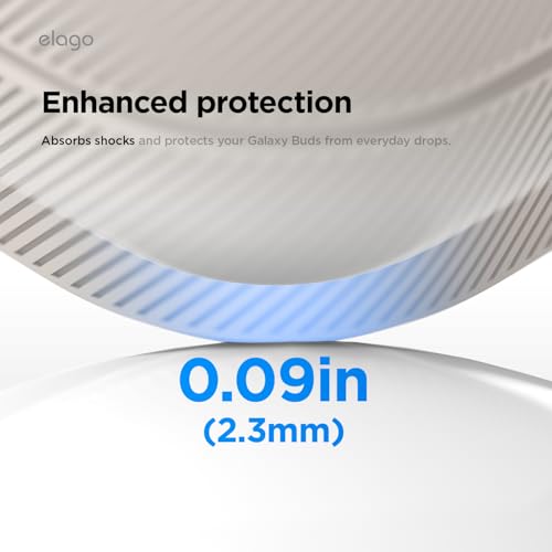 Image of elago Armor Compatible with Samsung Galaxy Buds 4 Pro Case & Galaxy Buds 4 Case, Carabiner Included, Premium Silicone Cover, Wireless Charging, Headphone Accessories, for Men, for Women (Stone)