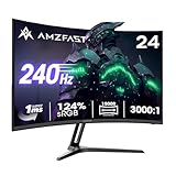 Amzfast 24 Zoll Curved Gaming Monitor 240Hz FHD, 1ms MPRT, Adaptive Sync, 130% sRGB, 97% DCI-P3, HDMI 2.0 + DP 1.4, VESA 75x75, Blaulichtfilter – AMZG24C1 Pro