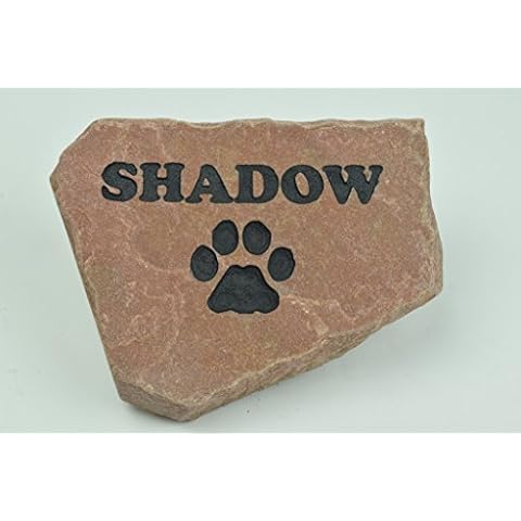 GraphicRocks Personalized Red Pet Memorial Stone Headstone Grave Marker Dog or Cat with Paw Print and Engraved with Name of Your Pet Cover
