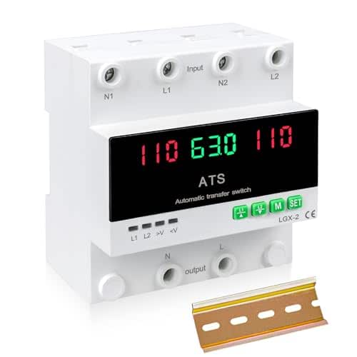 63A 110V Automatic/Manual Transfer Switch, DIN Rail Mount 110V for
