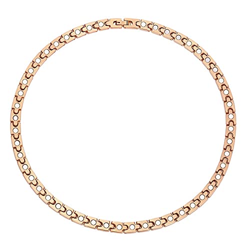 Collar magnético con imanes, modelo Milos, cobre de oro rosa