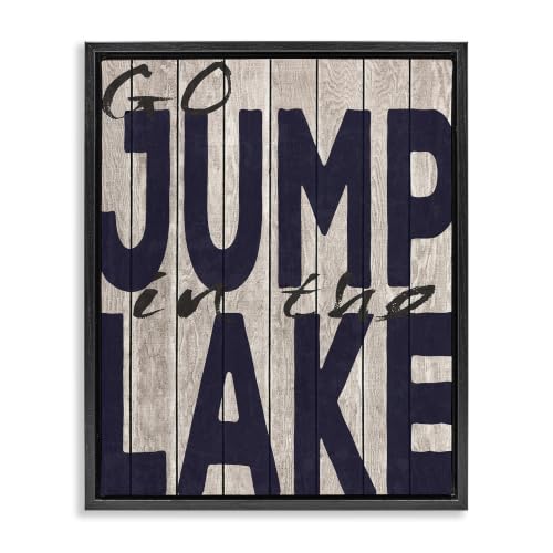 Lake Country Typography Navy, 25 x 31 Inch Canvas in Floater Frame