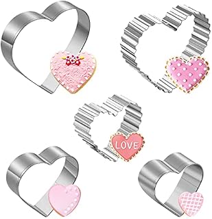 Heart Cookie Cutters Set, Joyoldelf 5 Pieces Heart Cutters for Baking Valentines Day, Heart Shaped Cookie Cutters with Premium Stainless Steel
