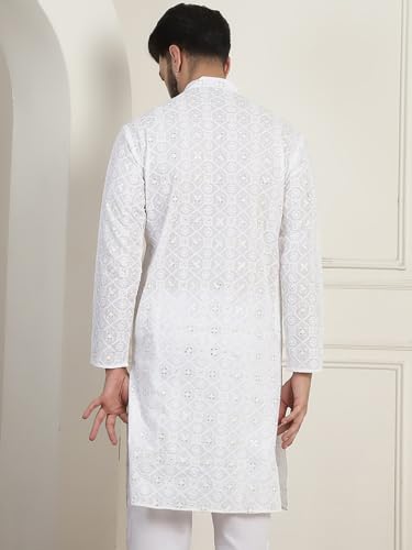 Image of SOJANYA (Since 1958 Men's Cotton Krochet Daman Print Long Kurta