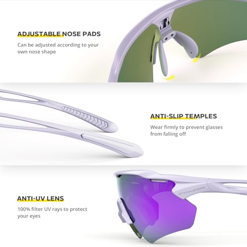 Image of Cycling Glasses, TR90 Unbreakable Frame Polarized Anti-UV400 Sports Sunglasses