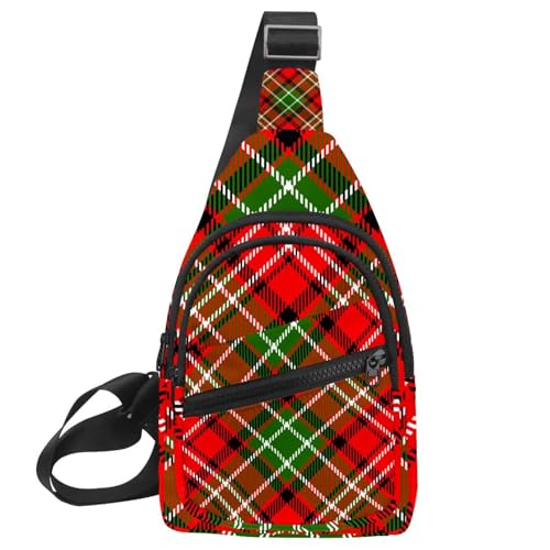Bolsa de hombro para mujer tipo bandolera oblicua con estampado escocés multicolor 2