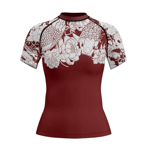RASHNINJA Samurai Womens Short Sleeve Rash Guard Compression Shirt MMA BJJ Grappling Jiu Jitsu (US Alpha XX-Small Regular Regular S15)