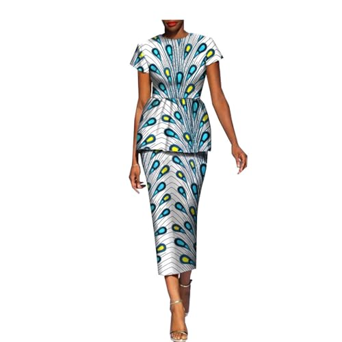 CGHAZLJ Robes Pour Femmes Africaines Robe Slim Ankara À La Mode Estivale Culture Traditionnelle Tissu Imprimé Kente(Style 1,M)