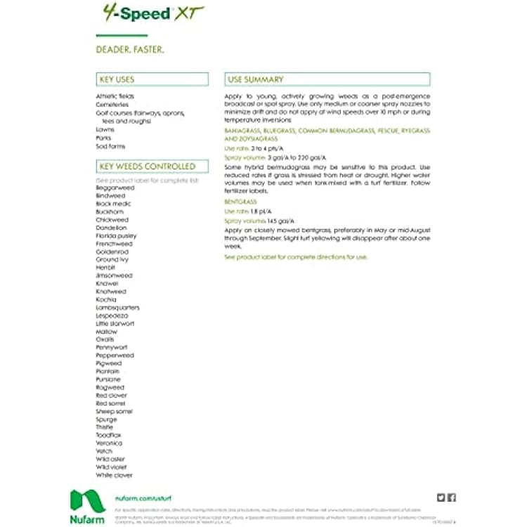 Nufarm 4-Speed XT Herbicide, Superior Broadleaf Weed Control, 32 oz