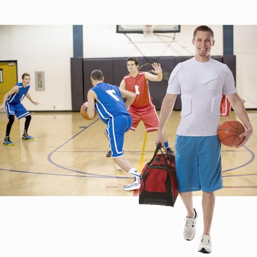 image for Zicac Men's Padded Compression Shirt 6 Pads Football Rib Protectors Ch