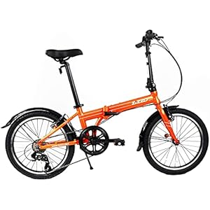 ZiZZO Via 20” Folding Bike-Lightweight Aluminum Frame Genuine Shimano 7-Speed 26lb (Metallic Orange)