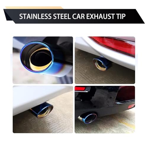 UGSHY 1 PC Car Tail Throat Exhaust Pipe, 5.5In x 2.5In Metal Vehicle Modification Muffler Tailpipe, Universal Durable Straight Automotive Tail Pipe Accessories for Truck SUV (Baked Blue) - Thumbnail 4