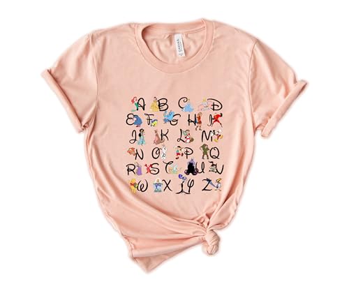 Kindergarden Teacher Alphabet Shirt, Disneyworld Characters from A to Z Shirt, Disneyland Teacher Shirt, Back To School Tee,Disneyland ABC Shirt