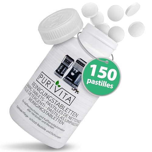 PURIVITA® Universel Pastille Pour Machine a Cafe [150 CAPS] - Capsule Pour Toutes les Marques Jura, Krups & Co - Cleaning Tablets - Pastille Nettoyage Machine a Cafe - Pastilles Cleanse
