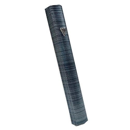 Aluminum Jewish Mezuzah Case With Scroll 3D Metal Painted Gray Stripes Classic Israel Judaica Door Mezuza 5" #TOP2
