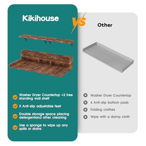 Washer Dryer Countertop with Storage and Wall Shelf (Rustic Brown) — view 4