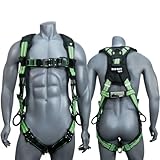 AFP Fall Protection Premium Reflective Lime w/Black Safety Harness, Vented & Padded Shoulder, Legs and Back, 3 D-Rings, Tongue Buckle, Quick Release