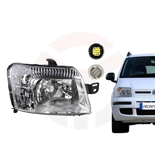 RICAMBYCAR Coppia Fari Fanali Anteriori Compatibili per FIAT PANDA dal 2003 al 2008 - Attacco Spinotto Giallo (Destro)