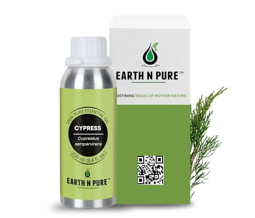 Image of Earth N Pure Cypress Essential Oil | 100% Pure & Natural | Steam Distilled | For Aromatherapy, Massage, Skincare & Home Fragrance | 250ml