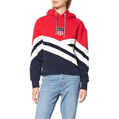 GANT Damen D1 Retro Shield Tape Hoodie Kapuzenpullover, Evening Blue, XXL
