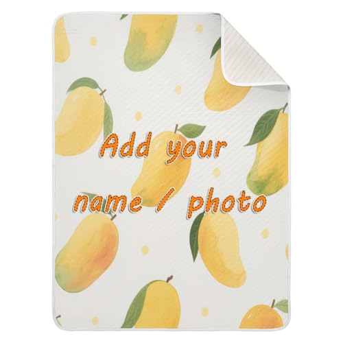 Custom Fruit Yellow Fruit Blanket for Baby Soft Custom Made Picture Name Blankets for Newborns, Infants, & Toddlers 30x40in Regalos para Bebes recien nacidos