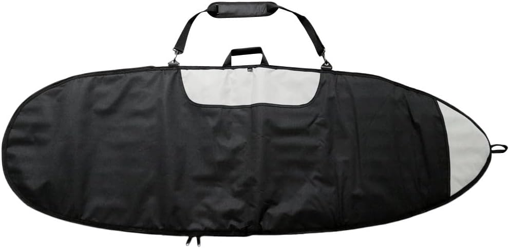 Polyester Surfboard Day Bag 6ft Long, Storage Travel Cover for Shortboard Longboard, weight Shoulder Strap Carry Handle, Universal ion from Bumps and Scratches, Black Color, 6.0ft