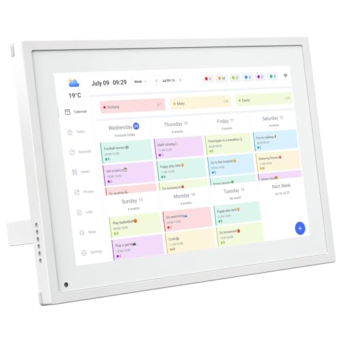 10.1 Inch WiFi Digital Calendar, Smart Touchscreen Interactive Display for Family Schedules Chore Chart, Meal Planner, To Do List, Smart Sync Switchable Digital Photo Frame Desk-Standing