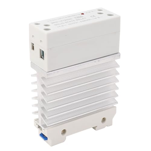 Image of 120A DC Solid State Relay with Heat Sink, 35mm DIN Rail Mount SSR Module Input 3-32VDC Output 5-220VDC, Fast Dissipation, Low Noise for Industrial Automation