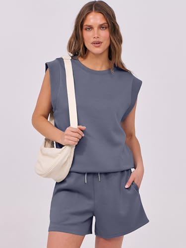 Image of ANRABESS Two Piece Sets for Women 2026 Summer Short Lounge Set Casual Beach Vacation Outfits Spring Sweatsuits Tracksuit