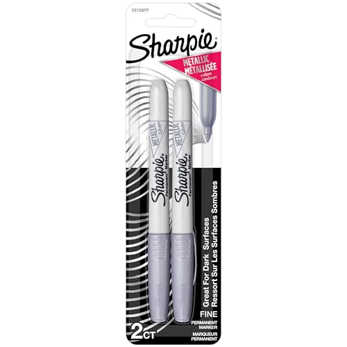 sharpie metallic permanent markers fine point silver 2 count