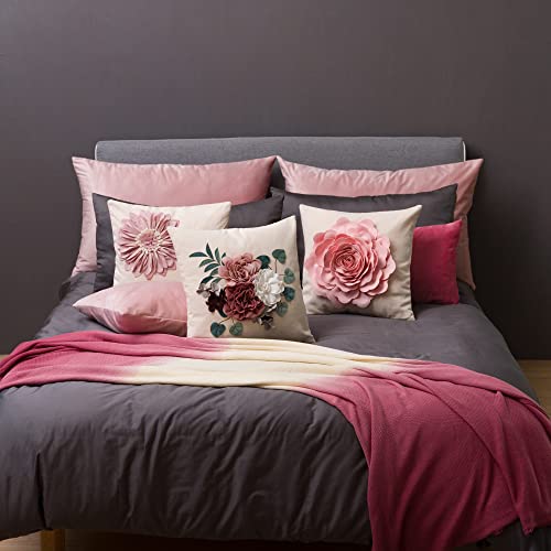 Jwh Handmade 3D Flower Pillow Cover Aesthetic Decorative Colorful Throw Pillow Floral Accent Pillow Case Cute Cushion For Couch Bed Living Room Bedroom Decor Euro Shams 18X18 Inch Beige Pink #TOP7