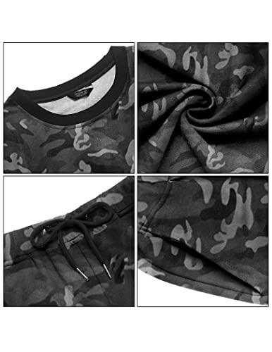 Coofandy Men's Tracksuits Long Sleeve Sweatsuits 2 Piece Set Pullover Athletic Track Suit With Pockets (Camo,S) #TOP4