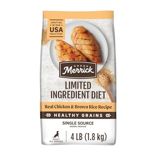 Merrick Limited Ingredient Diet Premium And Natural Kibble With Healthy Grains Chicken And Brown Rice Dog Food - 4.0 lb. Bag