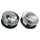 Rehoetom Up Ablauf für Badewanne und Dusche, silberfarbener Badezimmer-Abfluss mit glatter Druckknopfdichtung, kompatibel mit Standard-Wannenarmaturen, Messing-Legierung, Kunststoff (2 Stück)