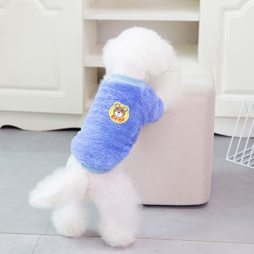 Izefia Dog Sweater Dog Clothes Fleece Dog Woolen Sweater Winter Warm Sweat Shirt with Bear Soft Pajamas Fleece Sweater for Small Dog Medium Dog Cat Blue XL - Image 4