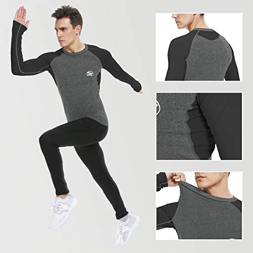Meetwee Thermal Shirts For Men, Long Sleeve Fleece Lined Base Layer Cold Weather Winter Warm Compression Tops Skiing Running Black #TOP4