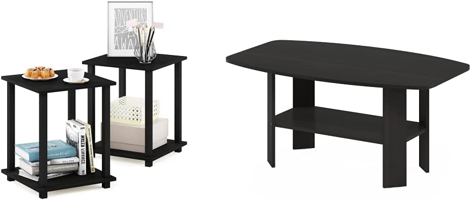 Furinno Simplistic Set of 2 End Table and Furinno JAYA Large Entertainment Stand for TV Up to 55 Inch