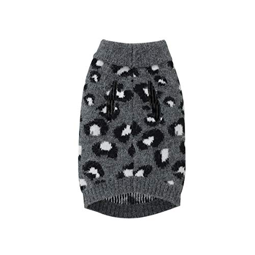 Pasrld Dog Sweater Leopard Pattern Dog Turtleneck Sweatersknitwear Warm Pet Sweater For Fall Winter (L, Gray) #TOP2