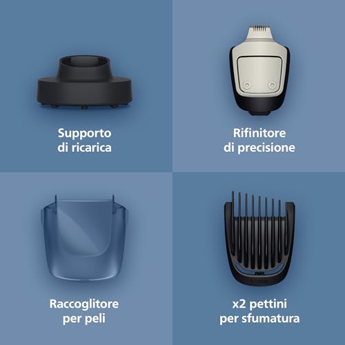 Regolabarba Philips Serie 7000 - Lame In Metallo Autoaffilanti, 40 Impostazioni Di Lunghezza, Tecnologia Beardsense, Raccoglitore Peli, Impermeabile, Supporto Ricarica, Custodia Morbida, BT7660/15 - 4