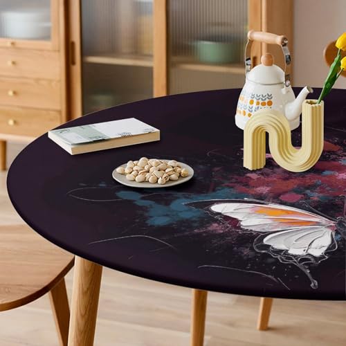 Nappe ronde ajustée imperméable et lavable pour table - 7