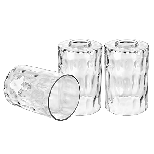 Image of Canomo 3 Packs Hammered Glass Shades, 6 inch x 4 inch Replacement Glass Cylinder with 1.625 Inch Fitter hole Fit for Wall Lamps Chandeliers or Ceiling Lamps