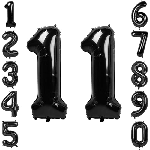 Black Number 11 Balloon 40 Inch, Foil Twin Digits for Milestone Party
