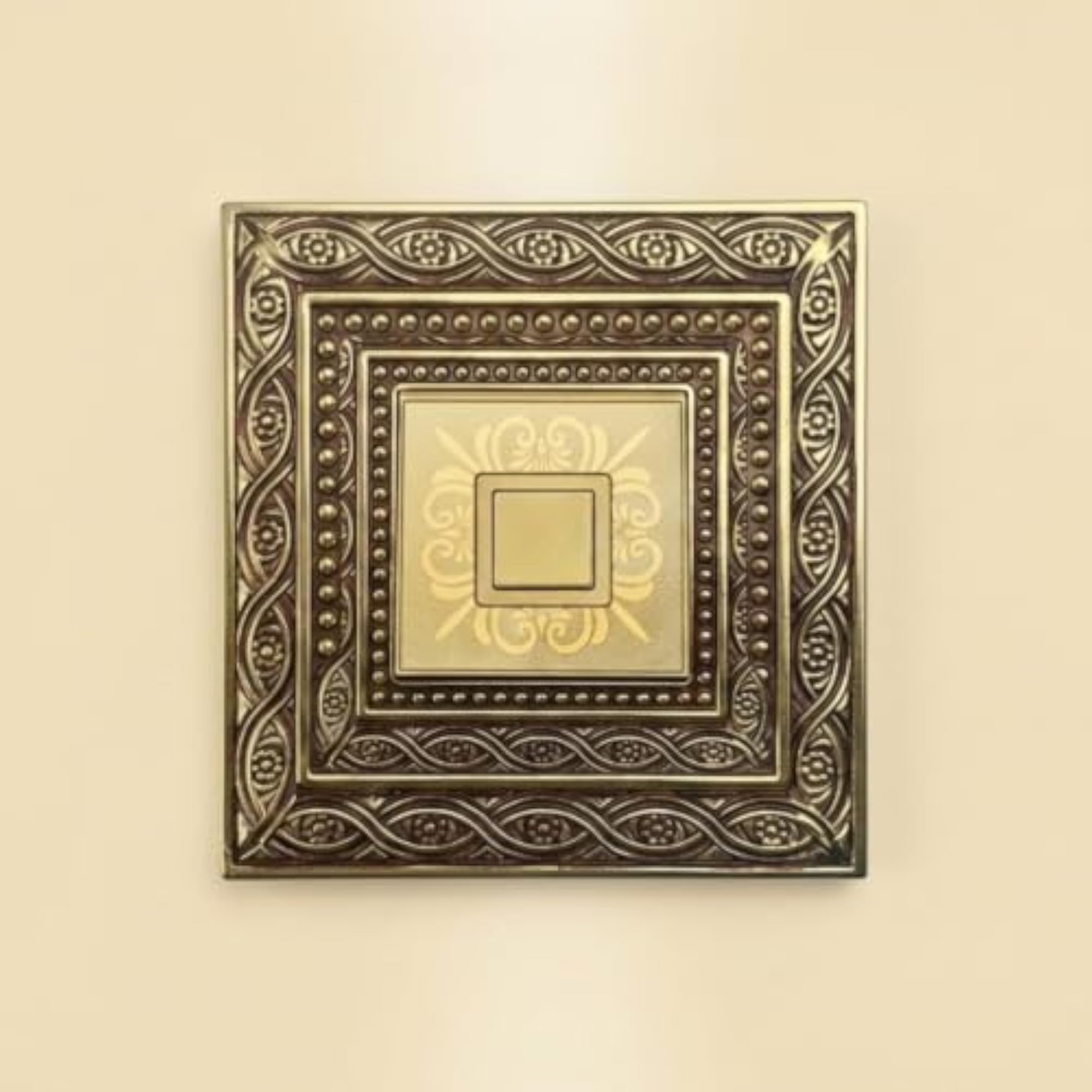 Antique-Style Floral Switch Plate with Brass-Colored Faceplate