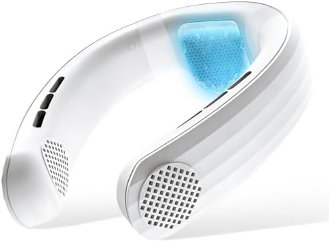 Kudar Neck Fan Portable Air Conditioners Personal Fans with Cooling Plate Ergonomic Fan Type-C Rechargeable 7000mAh 360° Airflow Wearable LED Screen 3 Speeds 3 Cooling Setting