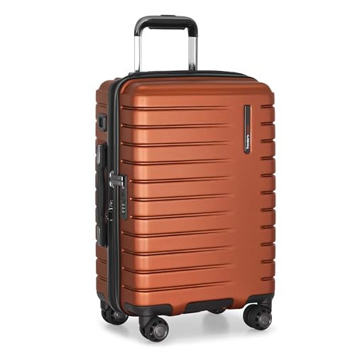 Image of Traveler's Choice Archer Polycarbonate Hardside Spinner Luggage Set, Tie Down Straps, Orange, Carry-On 21-Inch